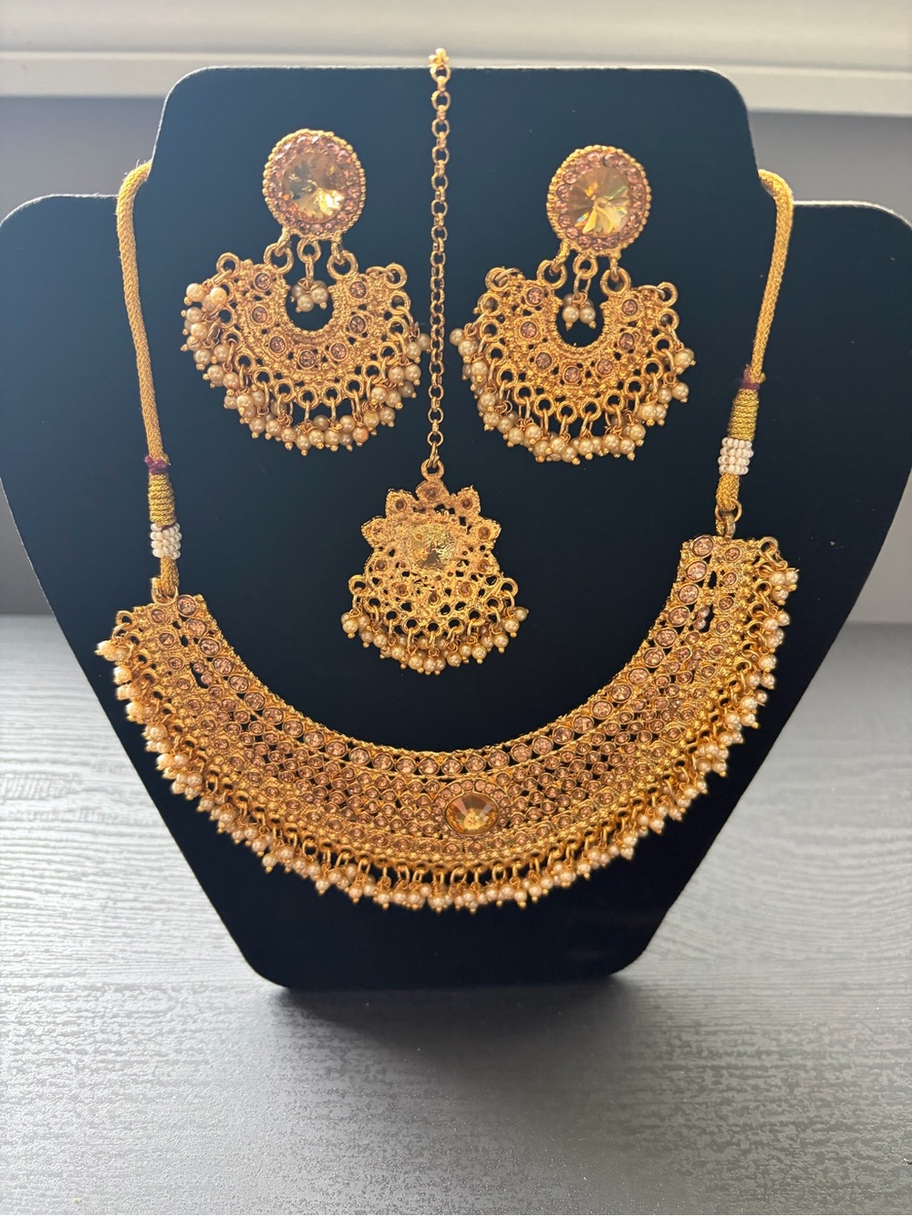 Indian jewlery gold necklace set NEW